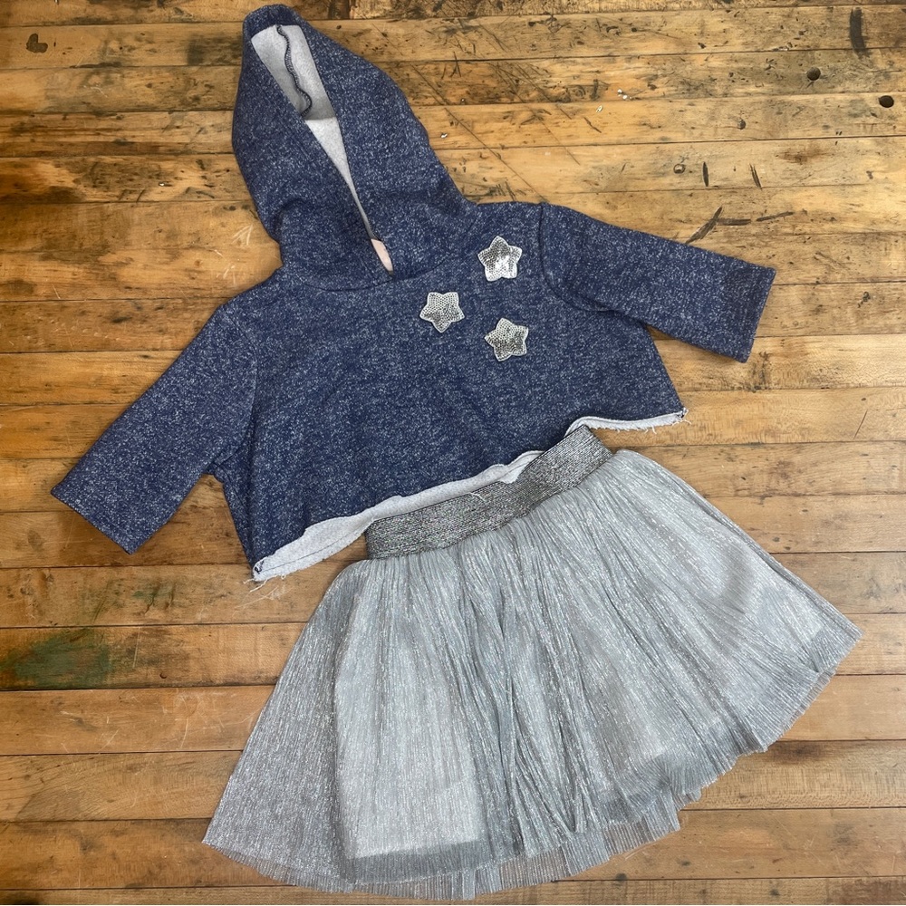 Pastourelle by Pippa & Julie 2 piece outfit with silver shimmer skirt